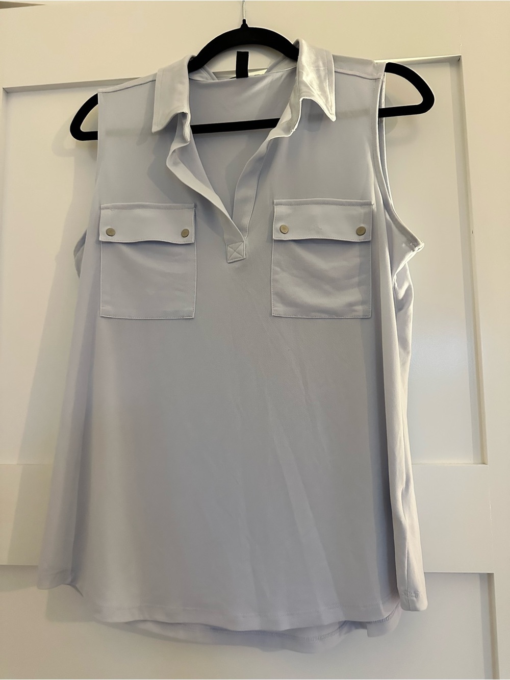 Jones New York Light blue Collared Sleeveless Pocket Camisole